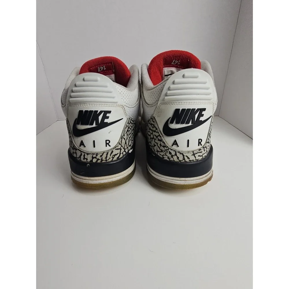 2017 Nike Air Jordan 3 Retro White Red Black 923096-101 Size 12